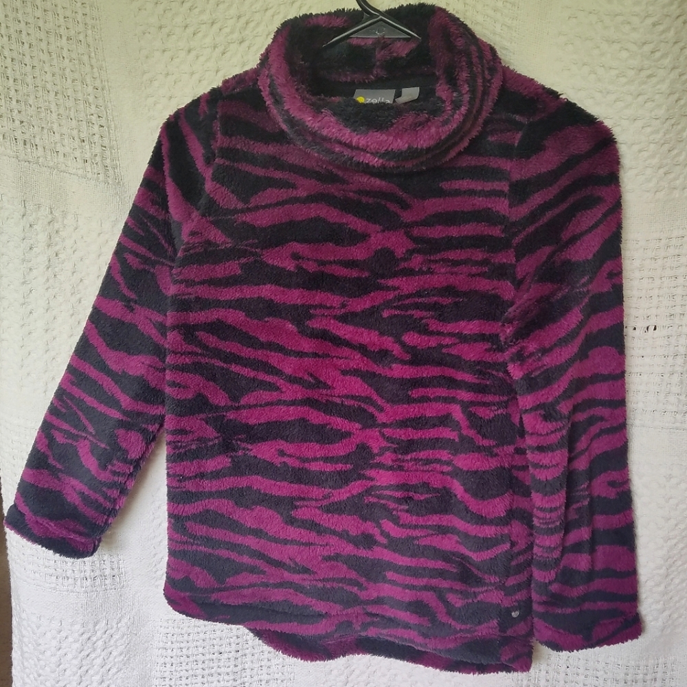 Zella Nikki Furry Fleece Purple Nectar Turtleneck Sweatshirt Women's Size M